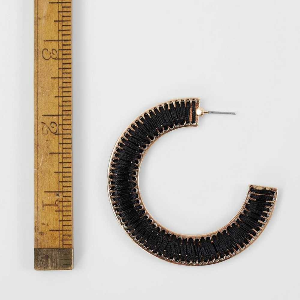 Buckle Thread Wrapped Hoop Earings - Picture 2 of 5